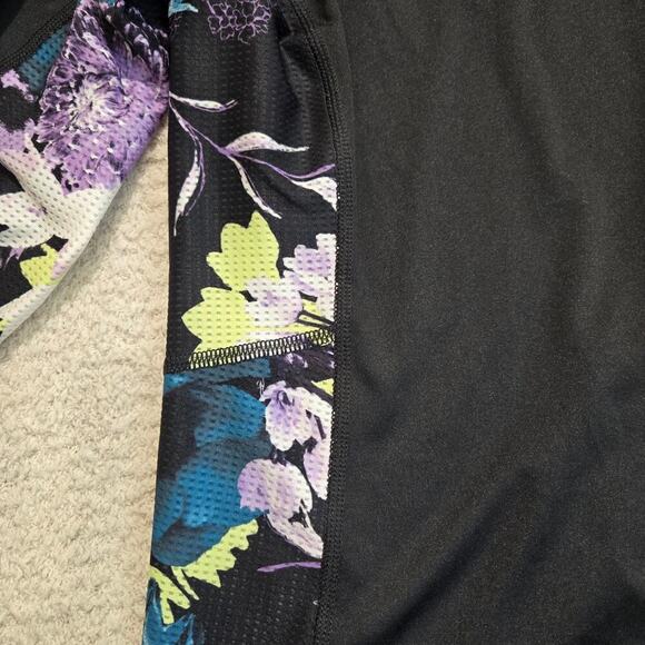 Fila Long Sleeve Activewear Top Black with Floral Mesh Running Cycling Women's S - Picture 6 of 11